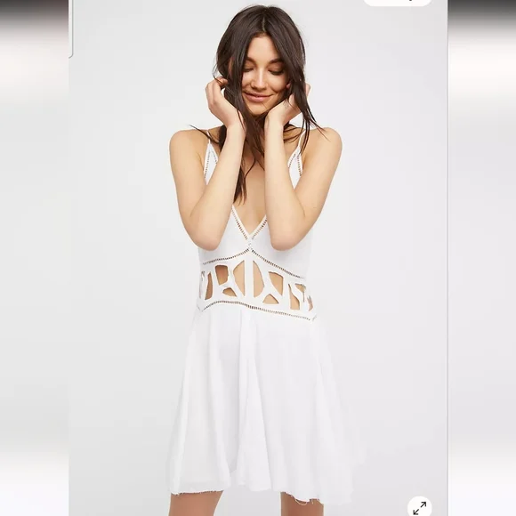 knee length dresses for ladies Free People Black Embroidered Boho Mini Dress main image 1